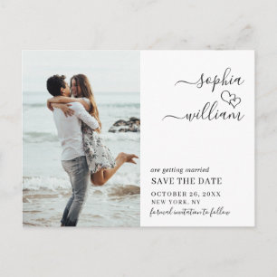 Einfach Elegant Wedding Save the Date Foto Postkarte