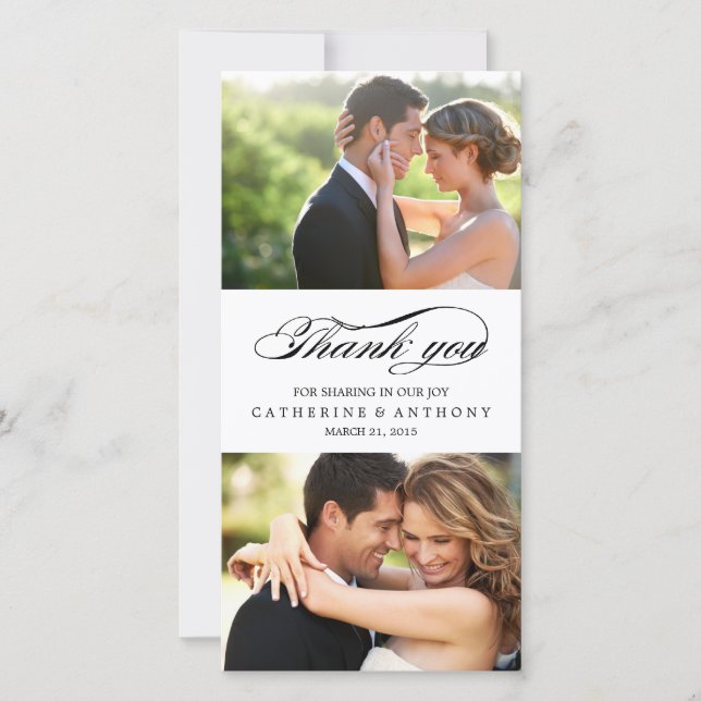 Einfach Elegant Wedding Vielen Dank - White Dankeskarte (Vorderseite)