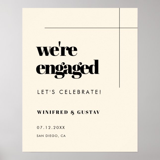 Einfach elegant Wir sind verlobte Engagement-Parte Poster (Vorne)