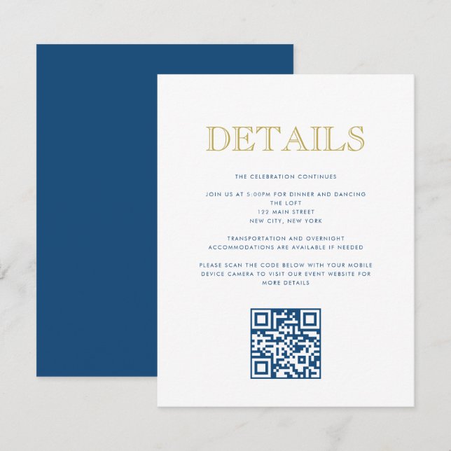 Einfach elegante Bar Mitzvah-QR Code Detail Card Einladung (Vorne/Hinten)