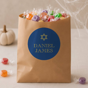 Einfach elegante Bar-Mizwa-Geschenktüte personalis Runder Aufkleber