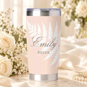 Einfach elegante Braut-Soft-Pfirsich-Weiße-Farn Thermobecher