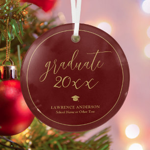 Einfach elegante burgunderrote Absolventin 2026 Ab Ornament Aus Glas