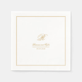 Einfach elegante Classic Gold Monogram Wedding Serviette