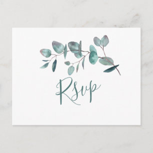 Einfach elegante Eukalyptus-Hochzeits-RSVP Postkarte