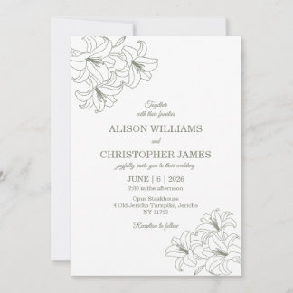 Einfach Elegante Flora Conrners Hochzeit Salbei Einladung