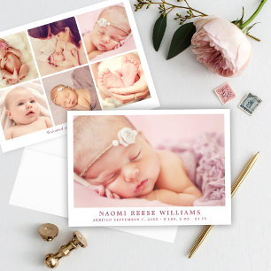 Einfach elegante Fotocollage für Baby Mädchen zur  Ankündigung