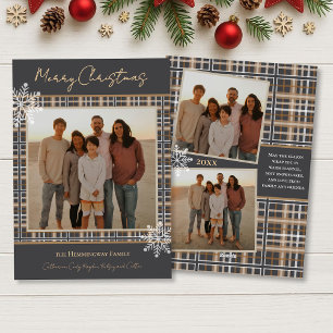 Einfach elegante graue Taupe Karo Weihnachten