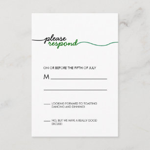 Einfach elegante grüne Reaktion RSVP Karte