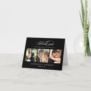 Einfach elegante Hochzeit-Dankeskarten - Schwarz Dankeskarte
