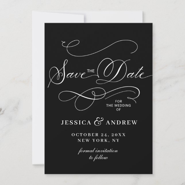 Einfach elegante Hochzeiten speichern Save The Date (Vorderseite)