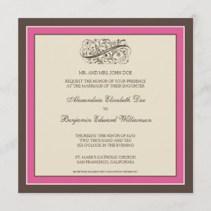 Einfach elegante Hochzeitseinladung (Fuchsia) Einladung