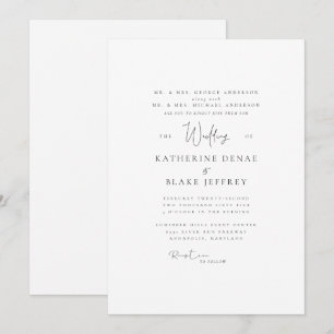 Einfach elegante Hochzeitseinladung für beide Elte Einladung