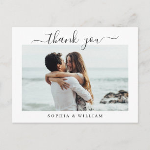 Einfach elegante Hochzeitsherzen Foto Danke Postkarte