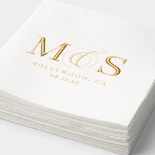 Einfach elegante Hochzeitsinitialen ID1022 Servietten Mit Folie