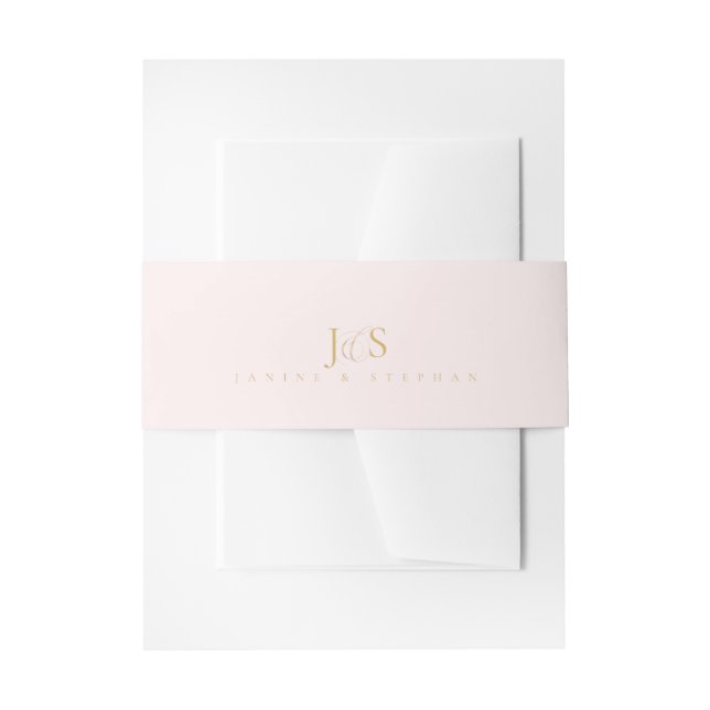 Einfach elegante Hochzeitsinitials Blush ID1022 Einladungsbanderole (Vorderseite Beispiel)