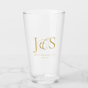 Einfach elegante Hochzeitsinitials Gold ID1022 Glas