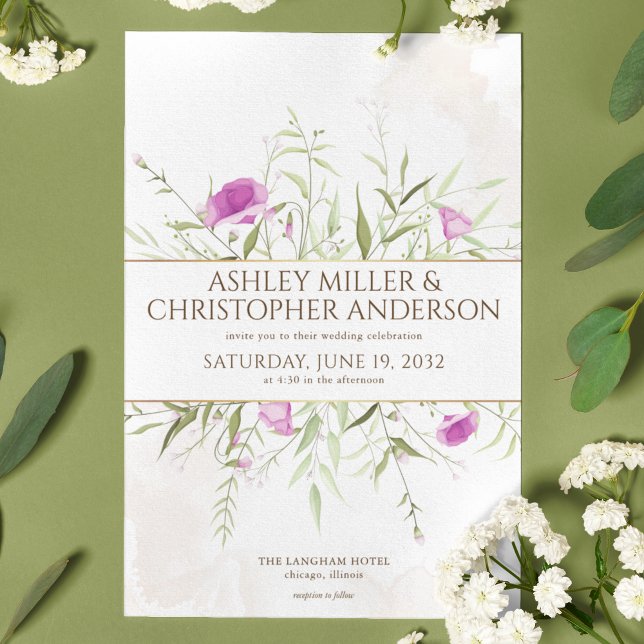 Einfach elegante Lavender Wildblume Frame Wedding Einladung (Von Creator hochgeladen)