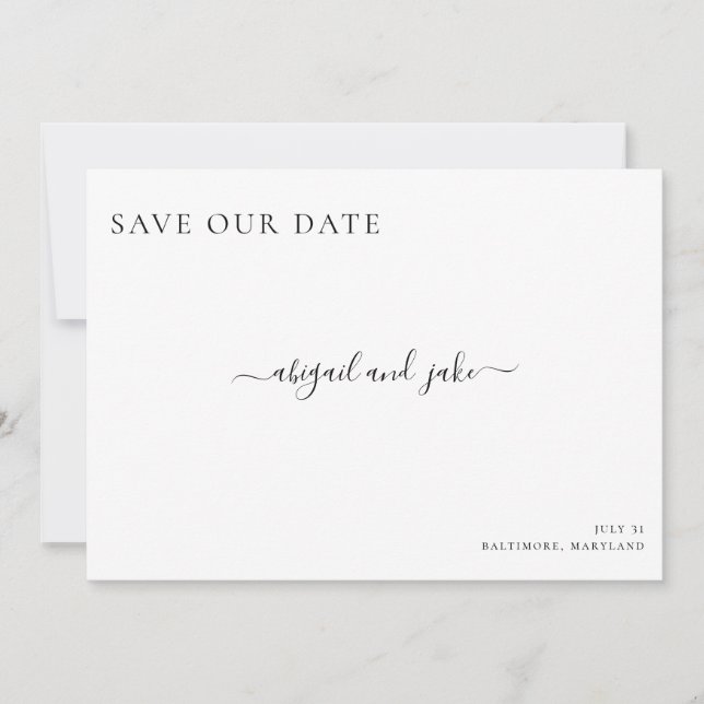 Einfach elegante Minimalistische Hochzeit Rette un Save The Date (Vorderseite)