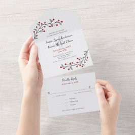 Einfach elegante Red Winter Berries All In One Einladung