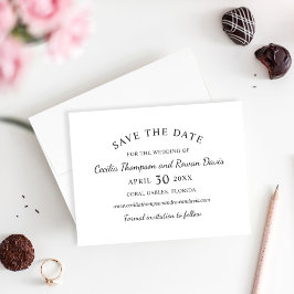 Einfach elegante Schwarz-Weiß-Hochzeit Save The Date