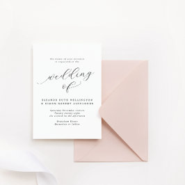 Einfach elegante Schwarz-Weiß-Kalligrafie-Hochzeit Einladung
