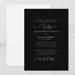 Einfach elegante schwarze/weiße Hochzeit Brautelte Einladung