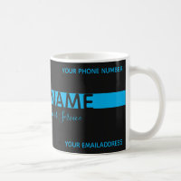 Einfach elegante Tasse in Schwarz-Blau-Streifen