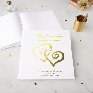 Einfach elegante traditionelle Hochzeit mit Goldfo Gästebuch