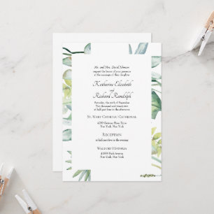 Einfach Elegante Tropische Grünpflanzen Hochzeit Einladung