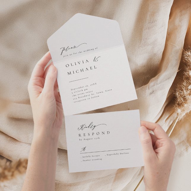 Einfach elegante Typografie Moderne Hochzeit All In One Einladung (Simply Elegant Typography Modern Wedding All In One Invitation)