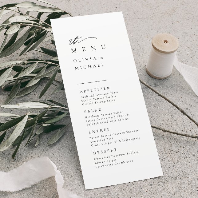 Einfach elegante Typografie Moderne Hochzeit Menükarte (Simply Elegant Typography Modern Wedding Menu)