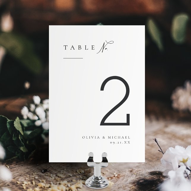 Einfach elegante Typografie Moderne Hochzeit Tischnummer (Simply Elegant Typography Modern Wedding Table Number)