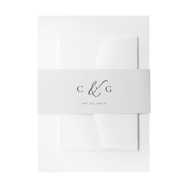 Einfach elegante Typografie Monogram Moderne Hochz Einladungsbanderole (Vorderseite Beispiel)