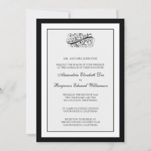 Einfach eleganter 12x18 Black/White Wedding Einlad Einladung