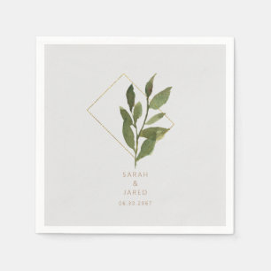 Einfach eleganter Foliage Gray Gold Wedding Cockta Serviette