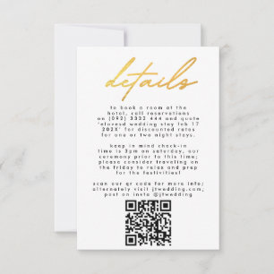 Einfach eleganter Gold & White Text Wedding QR COD RSVP Karte