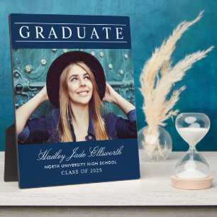 Einfach eleganter Graduate Navy Foto Abschluss Fotoplatte