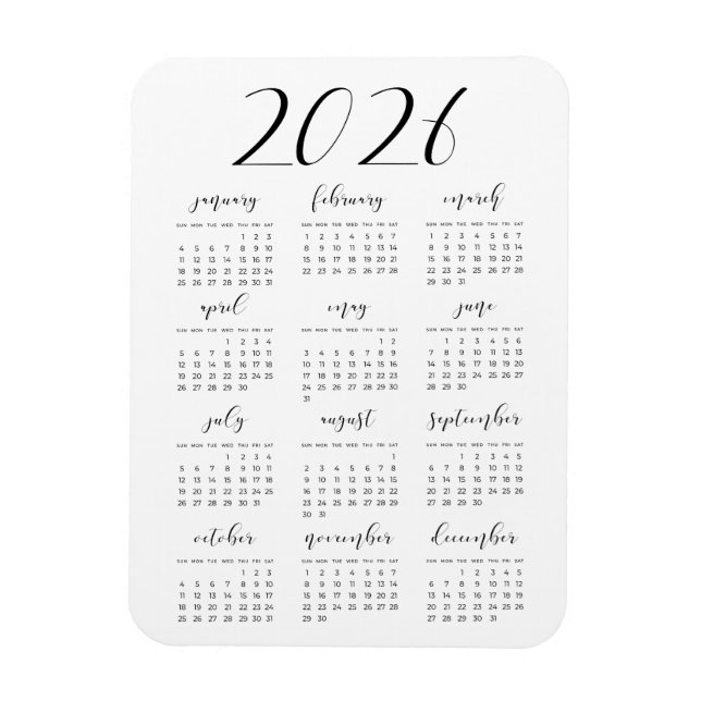 Einfach eleganter Kalender 2025 Magnet (Vertikal)