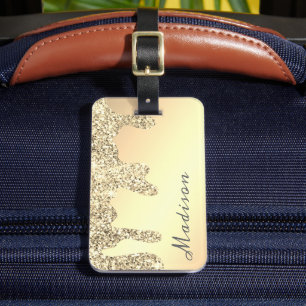 Einfach Eleganter Luxus Gold Glitzer Mit Monogramm Gepäckanhänger