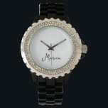 Einfach eleganter Personalisierter Black Kristall Armbanduhr<br><div class="desc">Einfach Eleganter Personalisierter Black Kristall Watch Perfektes Geschenk für Mama,  Freundin oder Ehefrau - eine schöne schwarze Armbanduhr mit glänzenden Nashornsteinen. Für lässige Spaziergänge oder einen Abend draußen kann diese Uhr zu jeder Tageszeit getragen werden.</div>