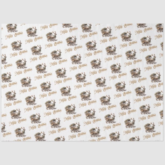 Einfach eleganter Reindeer-Schlitten erdig neutral Seidenpapier (Vorderseite)