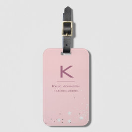 Einfach eleganter rosa Glitzer Niedlicher Mit Mono Gepäckanhänger