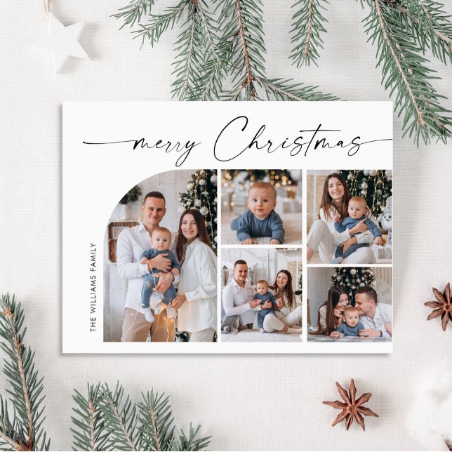 Einfach Eleganter Urlaub 5 FOTO Weihnachtsgrüße Postkarte (Von Creator hochgeladen)