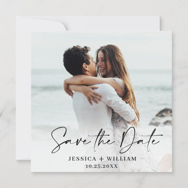 Einfach elegantes Foto Einfach Moderne Elegante Ho Save The Date (Vorderseite)