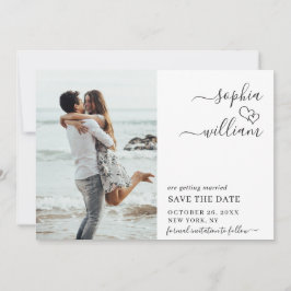 Einfach elegantes Foto Hochzeitsherz Einfache Mode Save The Date