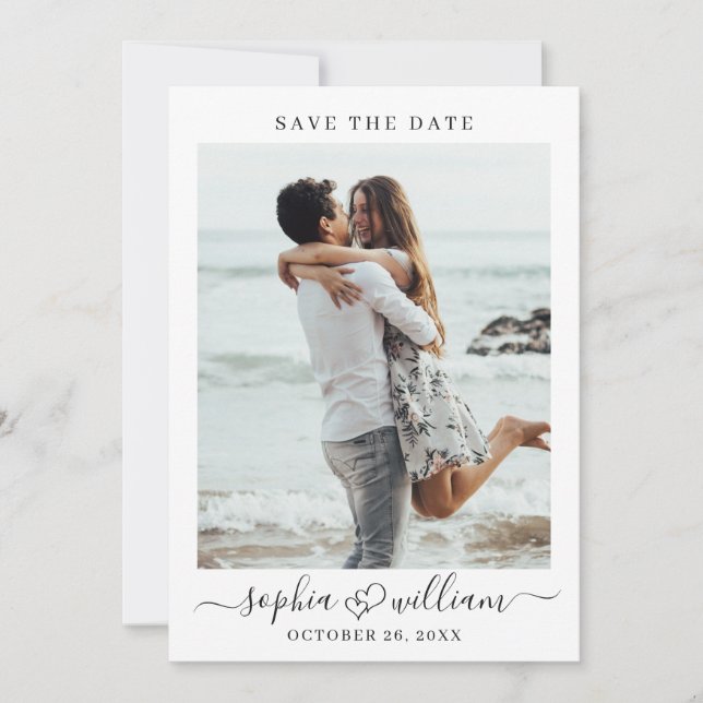 Einfach elegantes Foto Hochzeitsherzen Save The Date (Vorderseite)