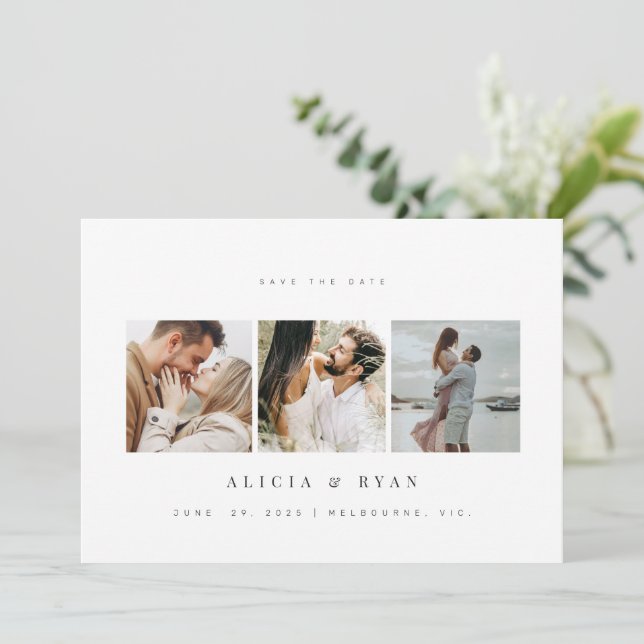 Einfach elegantes Foto reinigen Save The Date (Stehend Vorderseite)