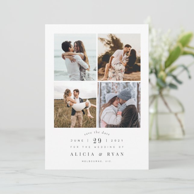 Einfach elegantes Foto reinigen Save The Date (Stehend Vorderseite)