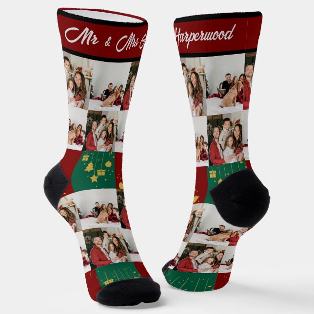 Einfach Elegantes Foto Weihnachten Mr. & Mrs. Socken (Gewinkelt)